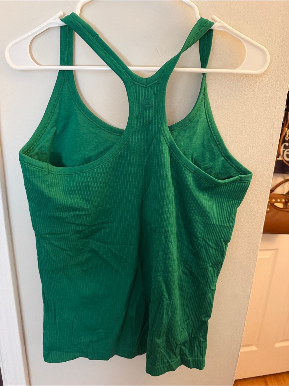 Women's Green Ribbed Racerback Tank Top - Picture 2 of 2